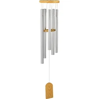 Fc Design 30" Long Silver Wood Top Traditional Wind Chime Home Decor Perfect Gift for House Warming, Holidays and Birthdays