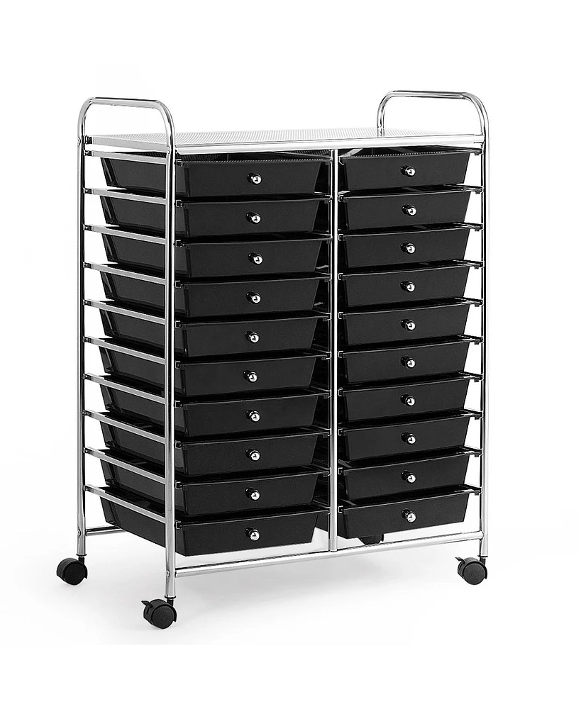 Costway 20 Drawers Rolling Storage Cart Art Craft Organizer on Wheels