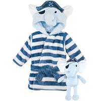 Hudson Baby Baby Boys Plush Bathrobe and Toy Set, Pirate Elephant, One