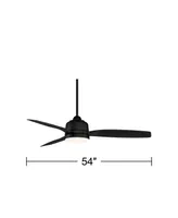 54" Tres Aurora Modern 3 Blade Indoor Outdoor Ceiling Fan with Dimmable Light Led Remote Control Matte Black Opal Etched Diffuser Wet Rated for Patio