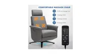 Swivel Massage Recliner Single Sofa with Adjustable Headrest-Grey