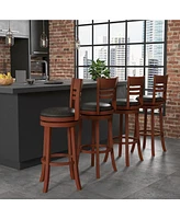 Set of 2 360° Bar Stools with Pu Upholstered Seats-Brown