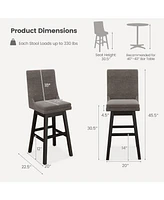 Slickblue Set of 2 360° Swivel Bar Stool with Rubber Wood Legs Footrest