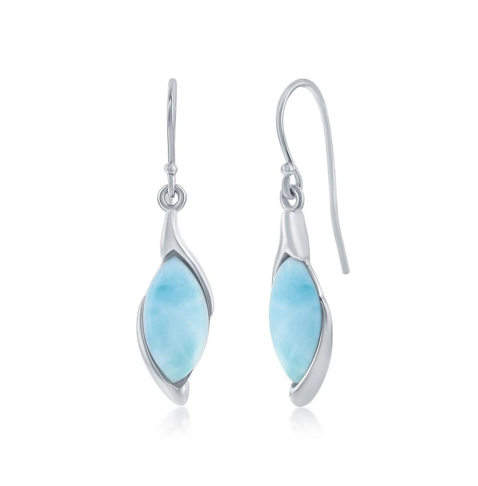 Sterling Silver Marquise Larimar Earrings