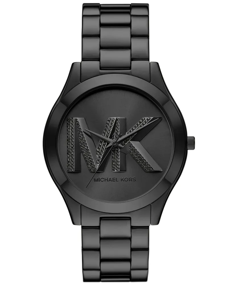 Michael Kors Women's Slim Runway Three-Hand Black Stainless Steel Watch 42mm