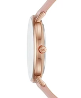 Michael Kors Women's Pyper Three-Hand Blush Leather Watch 38mm and Jewelry Gift Set