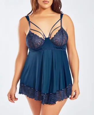iCollection Plus Bristle Lace and Spandex Baby Doll