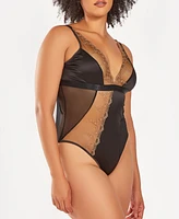 iCollection Women's 1 Piece Asymmetrical Lace Bodysuit Lingerie