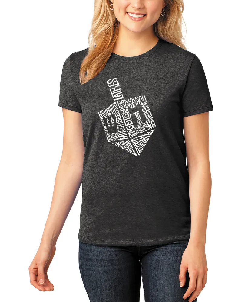 La Pop Art Women's Hanukkah Dreidel Premium Blend Word Short Sleeve T-shirt