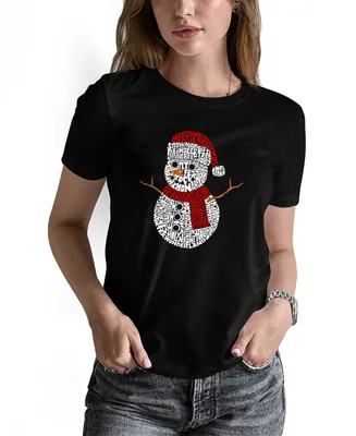 La Pop Art Women's Christmas Snowman Word Short Sleeve T-shirt