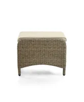 Furniture of America 2 Piece Outdoor Resin Wicker Ottomans with Cushions