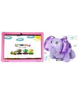 Linsay New 10.1" Funny Kids Tablet Octa Core 128GB Bundle with Pink Kids Defender Case and Smart Elephant Toy Lights and Music Newest Android 13