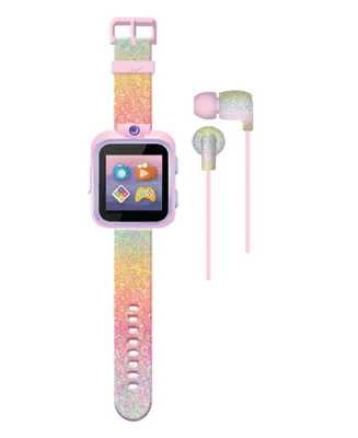 Playzoom Kids Rainbow Glitter Silicone Smartwatch 42mm Gift Set