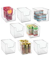 mDesign Kitchen Plastic Storage Organizer Bin with Open Front - 8 Pack - Clear