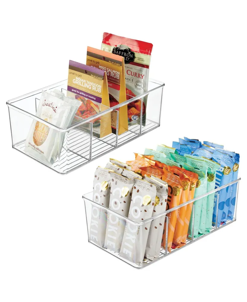 mDesign Plastic Stackable Kitchen Pantry Organizer with Drawer - 4