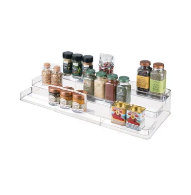 mDesign Plastic Shelf Adjustable & Expandable Spice Rack Organizer - Clear