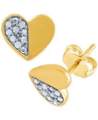 Diamond Polished Heart Stud Earrings (1/10 ct. t.w.)