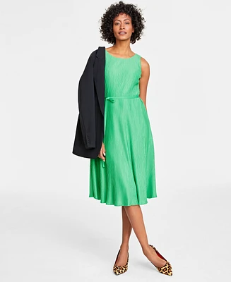 On 34th Women's Pleated Sleeveless Tie-Waist Midi Dress, Created for Macy's