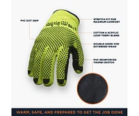 RefrigiWear Men's Midweight Dot Grip Gloves - Insulated Knit Work with Pvc Grip, Sold by the Dozen