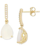 Opal (2-1/2 ct. t.w.) & Diamond (1/20 ct. t.w.) Drop Earrings in 14k Gold