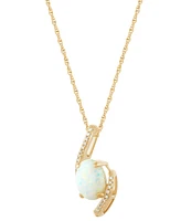 Opal (1 ct. t.w.) & Diamond (1/20 ct. t.w.) Swirl 18" Pendant Necklace in 14k Gold