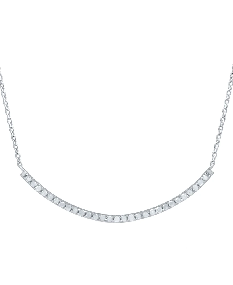 Marsala Diamond Curved Bar 16" Collar Necklace (1/4 ct. t.w.) in Sterling Silver