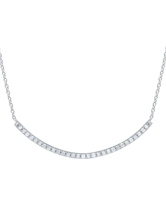 Marsala Diamond Curved Bar 16" Collar Necklace (1/4 ct. t.w.) in Sterling Silver