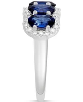 Grown With Love Lab Grown Sapphire (3-1/4 ct. t.w.) & Lab Grown Diamond (1/3 ct. t.w.) Five Stone Oval Ring in 14k White Gold