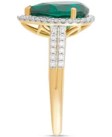 Grown With Love Lab Emerald (2-1/2 ct. t.w.) & Diamond (3/8 Pear Halo Ring 14k Gold (Also Sapphire)