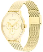 Calvin Klein Women's Multi-Function Gold-Tone Stainless Steel Mesh Bracelet Watch 38mm