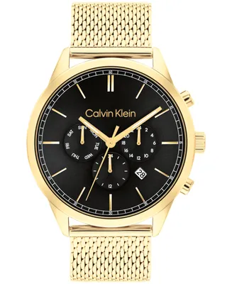 Calvin Klein Men's Multi-Function Gold-Tone Stainless Steel Mesh Bracelet Watch 44mm
