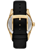 Michael Kors Women's Lexington Three-Hand Black Leather Watch 38mm