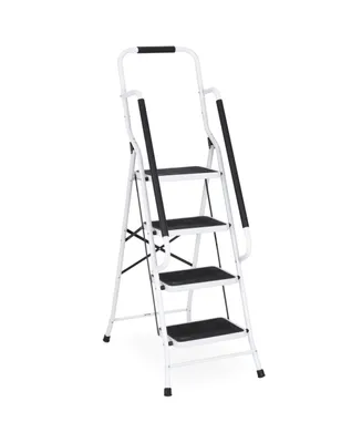 Sugift 4 Step Folding Ladder with Hand Grip Non-Slip Safety Rails