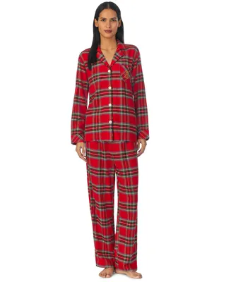 Lauren Ralph Lauren Women's 2-Pc. Long-Sleeve Notched-Collar Pajamas Set