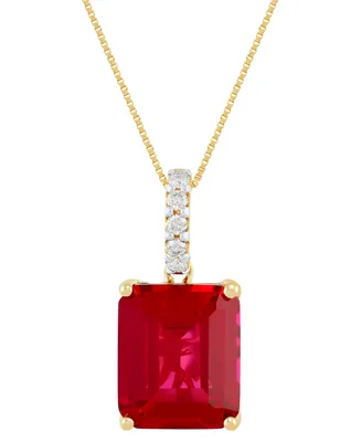 Grown With Love Lab Grown Sapphire (8-1/10 ct. t.w.) & Lab Grown Diamond 18" Pendant Necklace in 14k White Gold (Also in Ruby & Emerald)