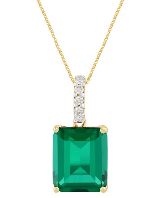 Grown With Love Lab Sapphire (8-1/10 ct. t.w.) & Diamond 18" Pendant Necklace 14k White Gold (Also Ruby Emerald)