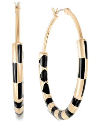 On 34th Gold-Tone Medium Color Accent Hoop Earrings, 1.55", Created for Macy's