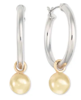 On 34th Two-Tone Ball Charm Hoop Earrings, Created for Macy's