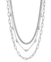 On 34th Crystal & Mixed Link Layered Collar Necklace, 16" + 2" extender, Created for Macy's