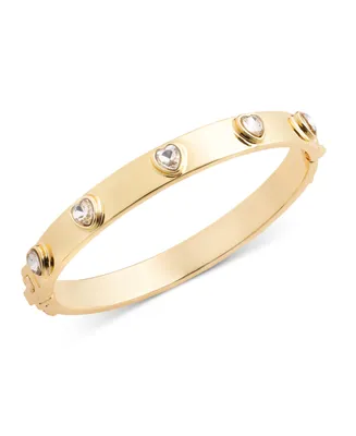On 34th Gold-Tone Crystal Heart Studded Bangle Bracelet, Created for Macy's