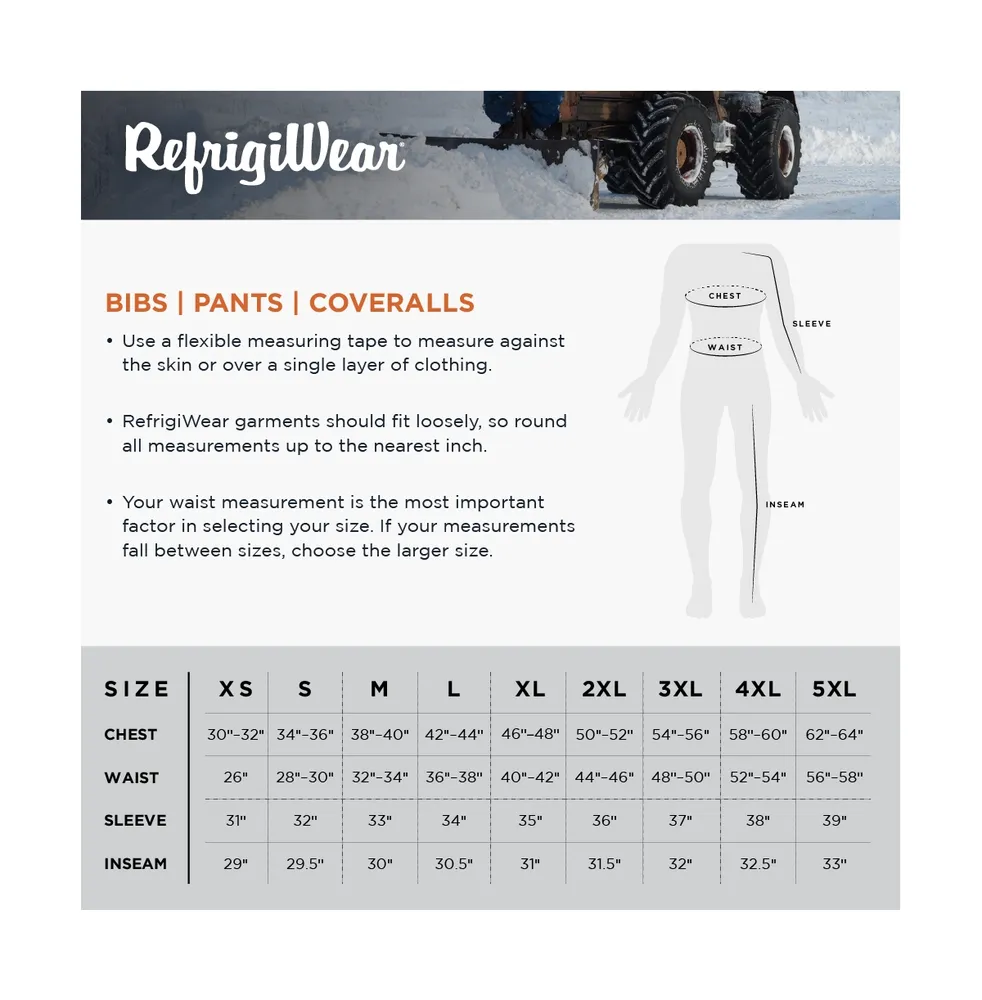 RefrigiWear Men's Frostline Insulated Bib Overalls with Performance-Flex