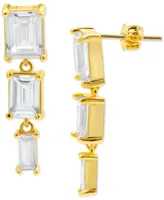 Adornia 14k Gold-Plated Rectangle Crystal Triple Drop Earrings