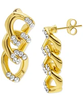 Adornia Rhodium-Plated Pave Curb Chain Drop Earrings