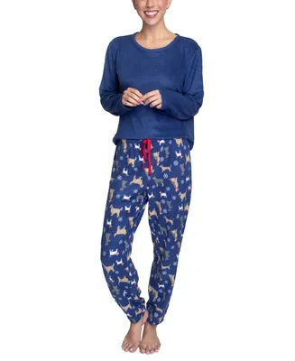 Hanes Women's Plus 2-Pc. Stretch Fleece Pajamas Set