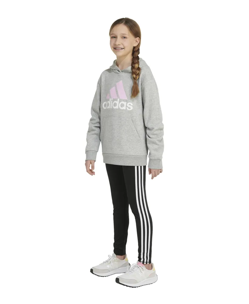 adidas Big Girls Long Sleeve Essential Sportswear Logo Heather Hoodie