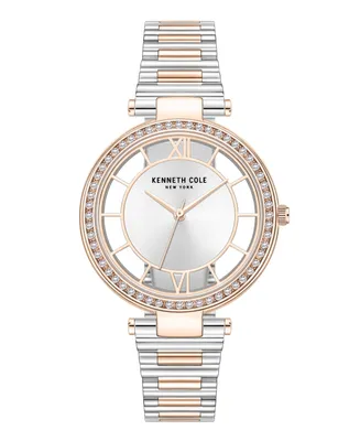 Kenneth Cole New York Women's Transparency Two-Tone, Silver-Tone, Gold-Tone Rose Stainless Steel Watch 34mm