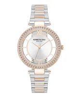 Kenneth Cole New York Women's Transparency Two-Tone, Silver-Tone, Gold-Tone Rose Stainless Steel Watch 34mm