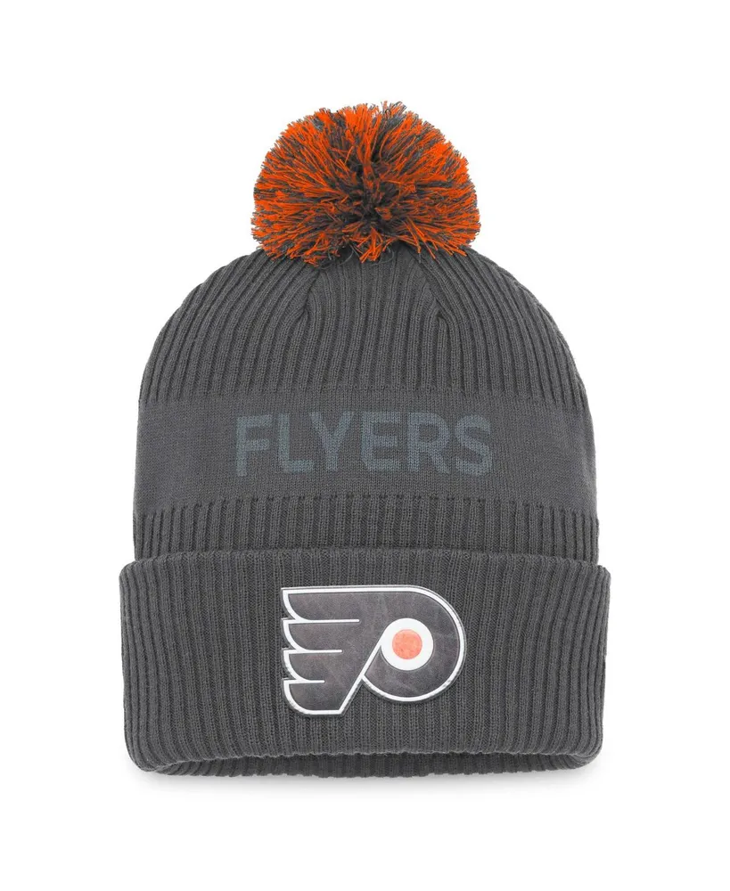 Men's Fanatics Charcoal Philadelphia Flyers Authentic Pro Home Ice Cuffed Knit Hat with Pom