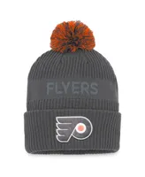 Men's Fanatics Charcoal Philadelphia Flyers Authentic Pro Home Ice Cuffed Knit Hat with Pom