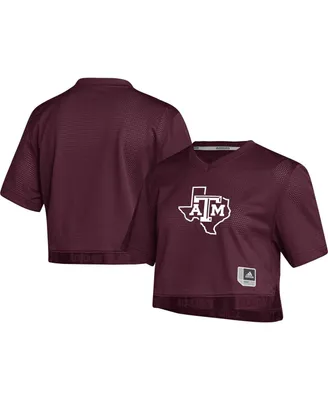 Women's adidas Maroon Texas A&M Aggies V-Neck Cropped Jersey